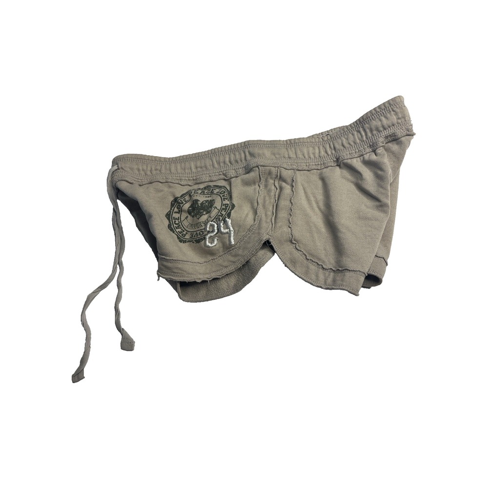 Vtg Y2K Derek Heart Micro Mini Low Rise Mini Sweat Shorts Women S Tan Comfy - Picture 4 of 10